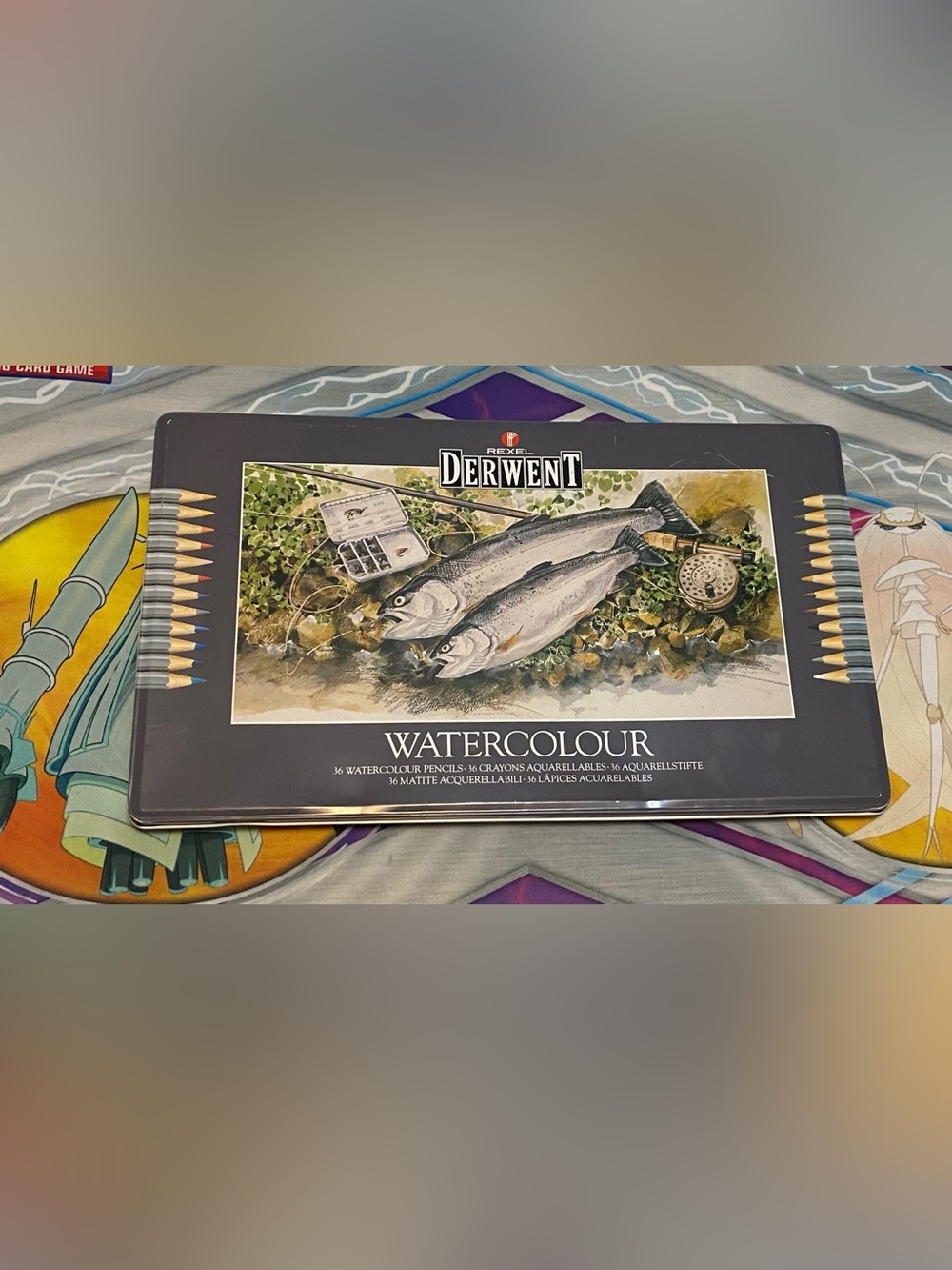 Vintage Rexel Derwent 36-piece watercolour pencil set in metal tin